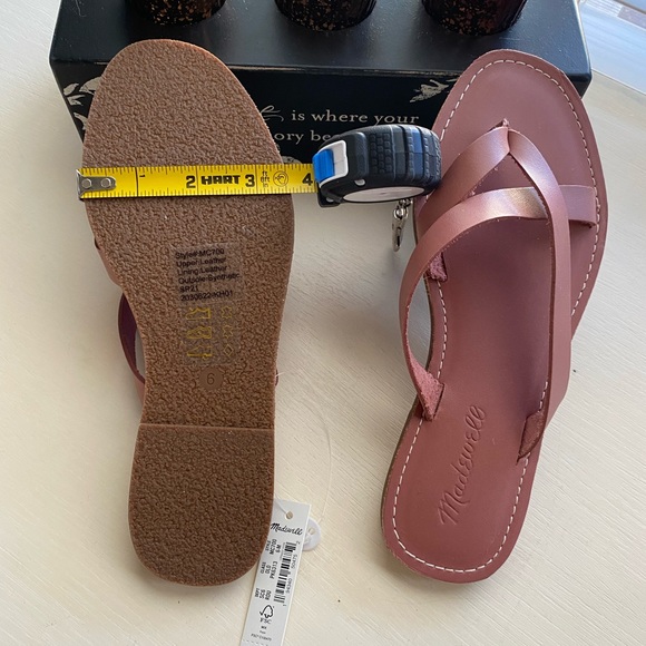 Madewell Rose Leather Boardwalk Crisscross Thong Sandals Size 6 - Picture 7 of 9